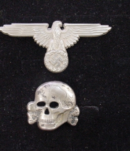 SS HAT INSIGNIA SET E.S.  PF.  TOTENKOPF EAGLE HAT SET