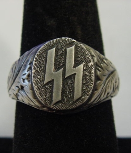 SS OFFICER CUSTOM PRIVATE PURCHASE SILVER RUNIC RING