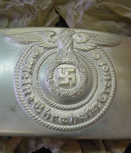 EARLY SS ENLISTED BELT BUCKLE ALPAKA SILVER
